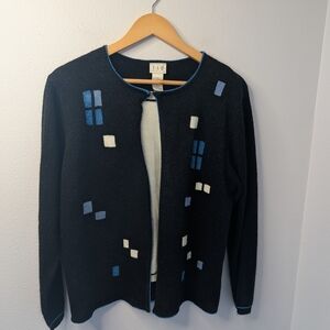 CLC Cricket Lane Collection Vintage Cardigan Sweater‎ Geometric Window Print M
